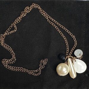 Elegant Pearl and Gold Charm Necklace